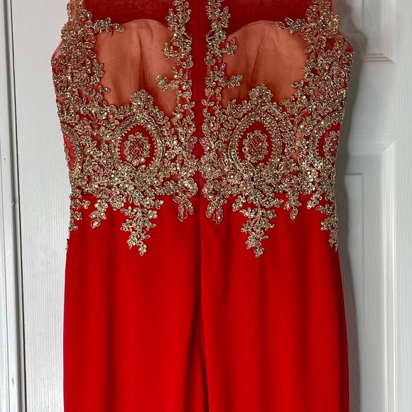 Red & Gold Sequin Cocktail Dress - Picture 4 of 5